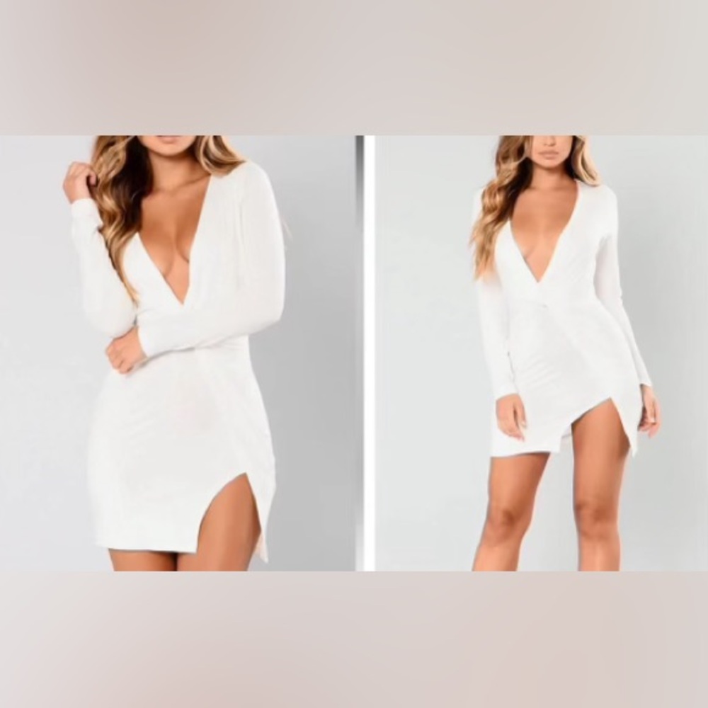 Fashion Nova White Long Sleeve Dress